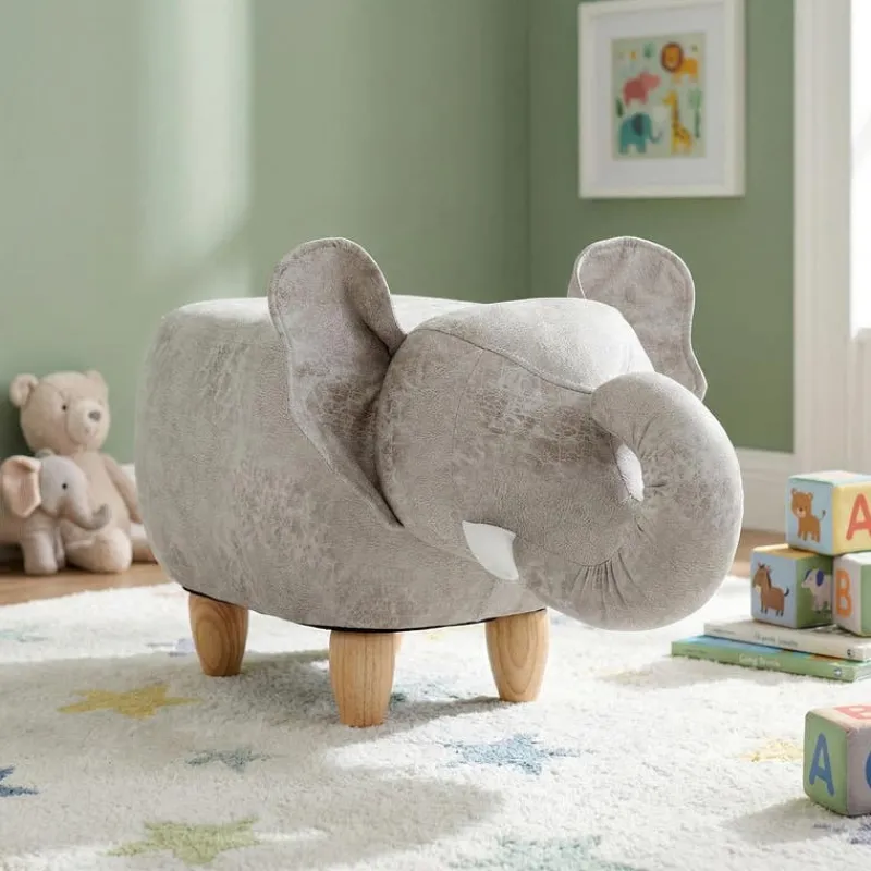Elephant-Shaped Kids Pouf – 29.5" x 14.2" x 13.8"