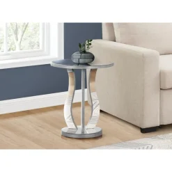 Monarch End table - 20"dia / brushed / mirror -