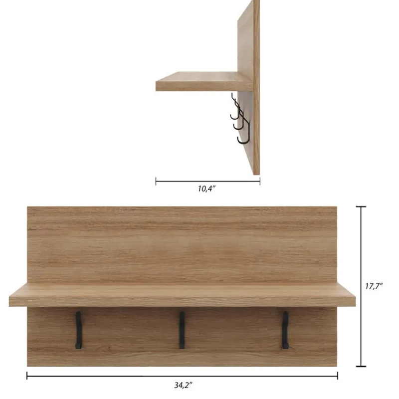 Nexera Entryway Wall-Mounted Coat Rack with Shelf