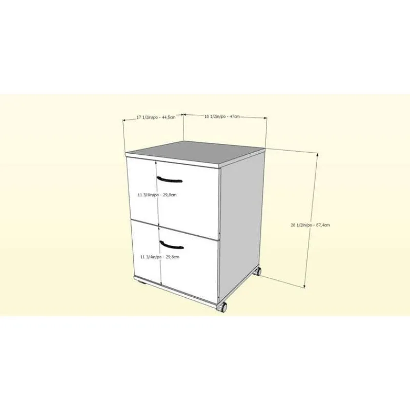 Nexera Essentials Rolling Filing Cabinet, 2-Drawer, Truffle -