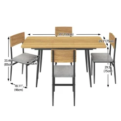 Extendable Dining Table Set with 4 Chairs - 43.3