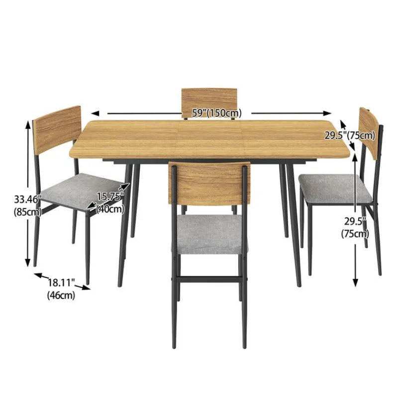 Extendable Dining Table Set with 4 Chairs - 43.3" to 59”
