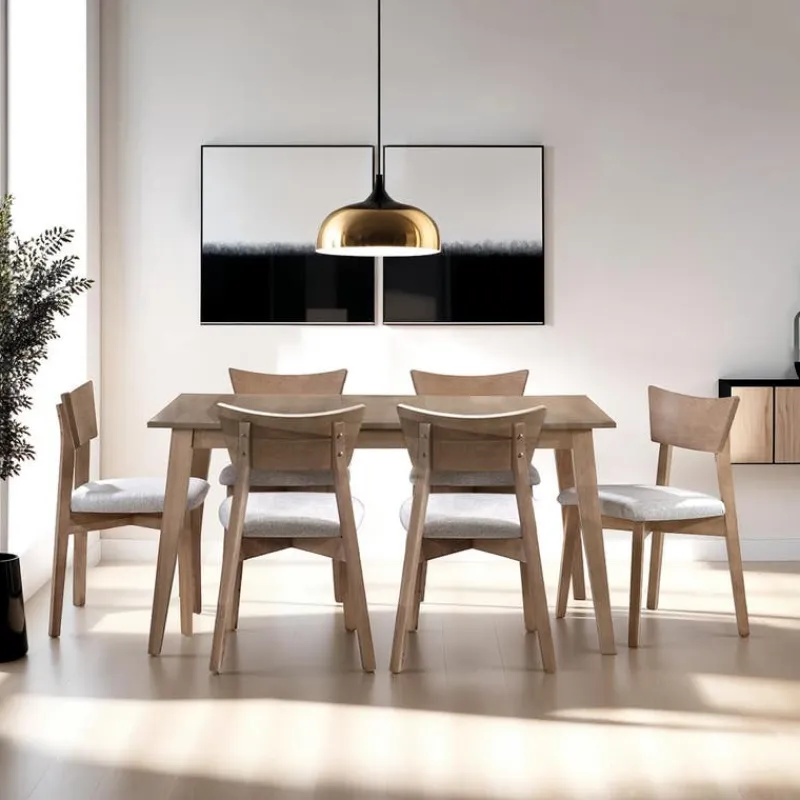Arboit Poitras Extendable Rectangular Dining Table (48" to 60") with 6 Chairs -