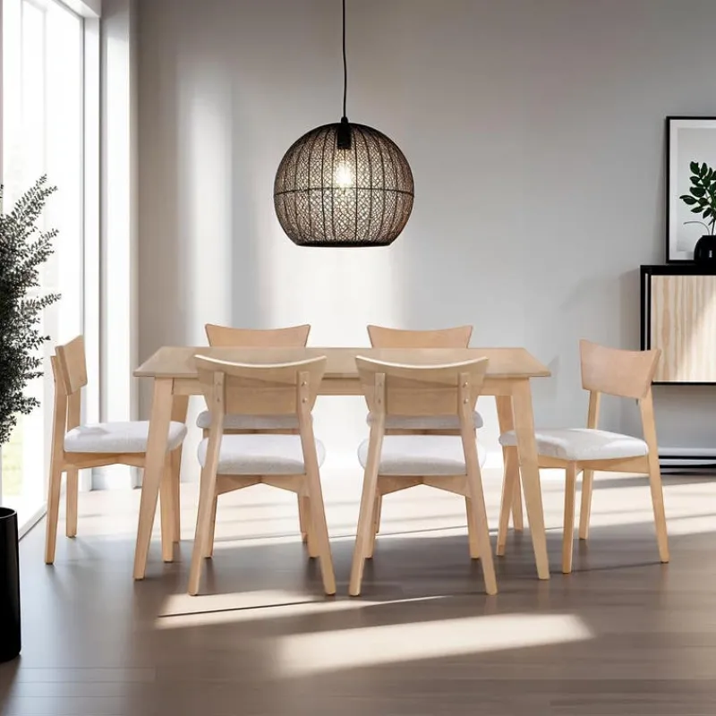 Arboit Poitras Extendable Rectangular Dining Table (48" to 60") with 6 Chairs -