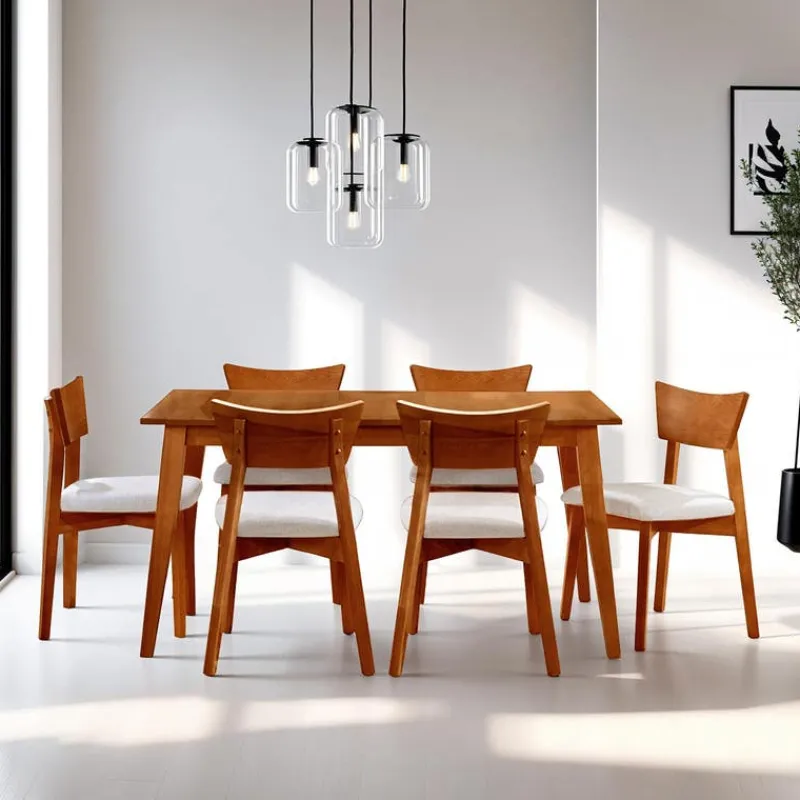 Arboit Poitras Extendable Rectangular Dining Table (48" to 60") with 6 Chairs -
