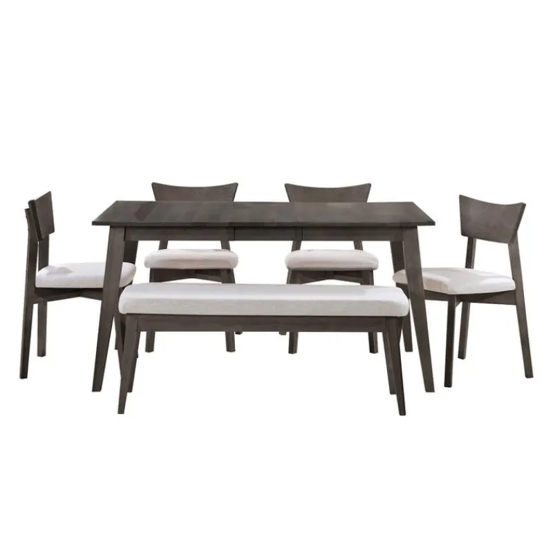 Arboit Poitras Extendable Rectangular Dining Table (48" to 60") with 4 Chairs and Bench -