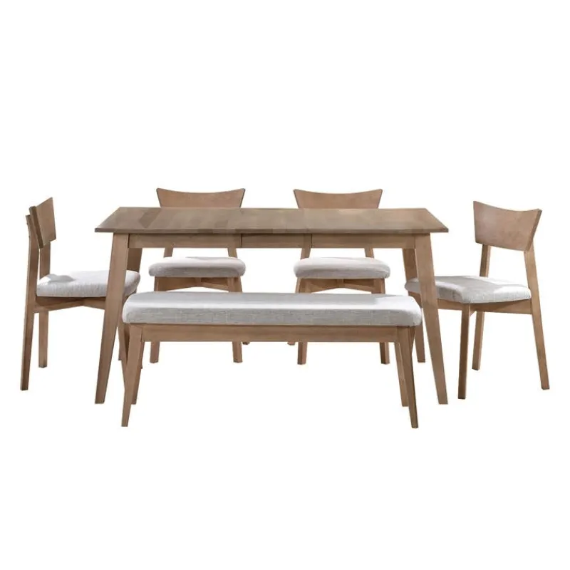 Arboit Poitras Extendable Rectangular Dining Table (48" to 60") with 4 Chairs and Bench -