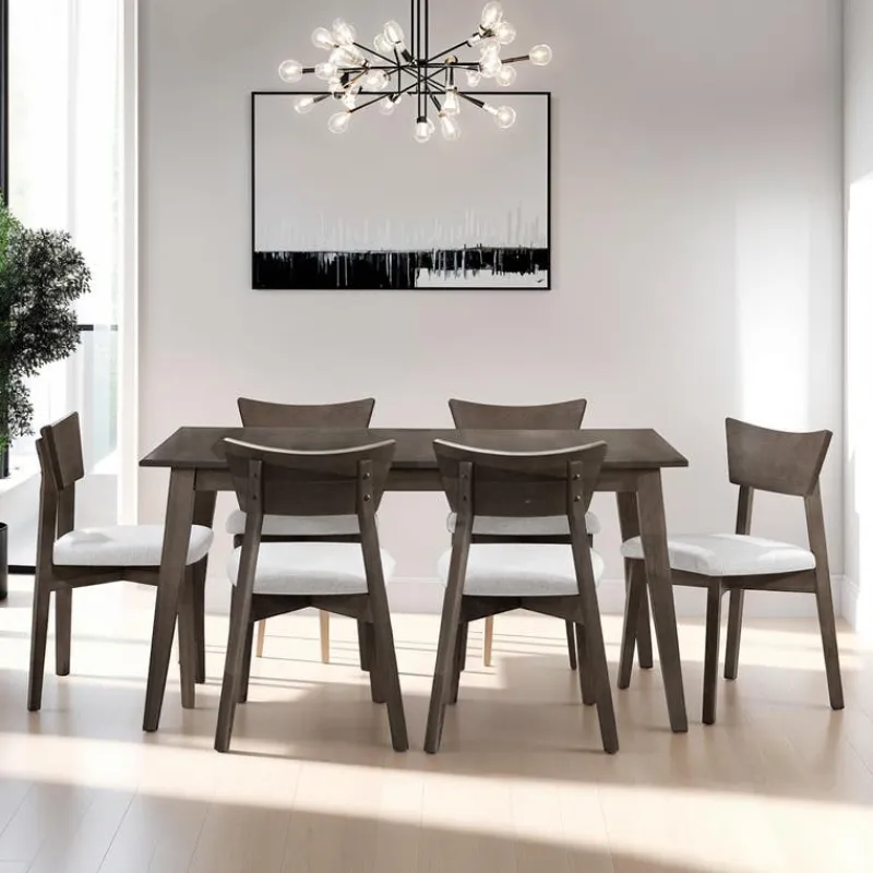 Arboit Poitras Extendable Rectangular Dining Table (54" to 70") with 6 Chairs -