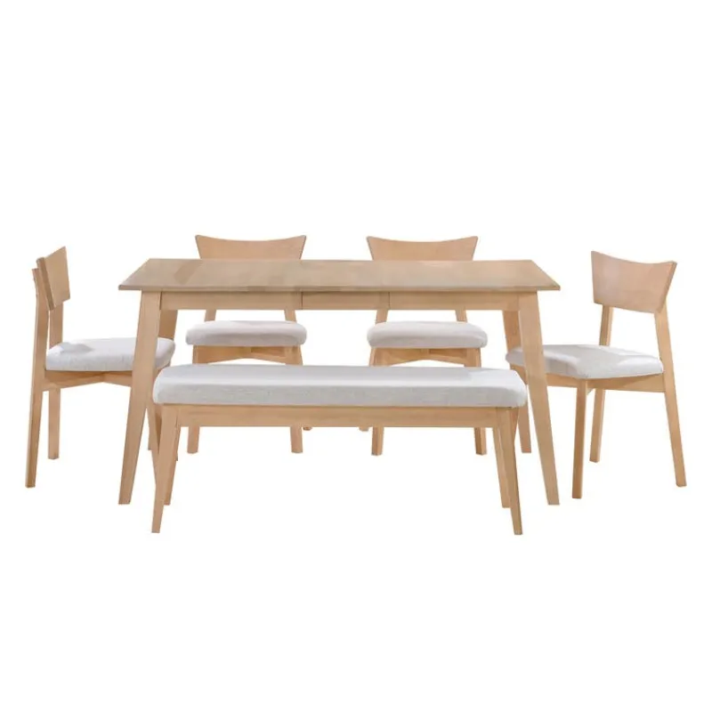 Arboit Poitras Extendable Rectangular Dining Table (54" to 70") with 4 Chairs and Bench -
