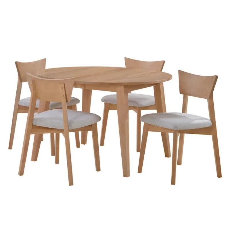 Arboit Poitras Extendable Round Dining Table (48" to 66") with 4 Chairs -