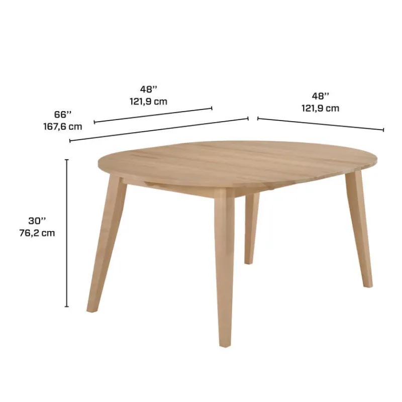 Arboit Poitras Extendable Round Dining Table (48" to 66") with 4 Chairs -