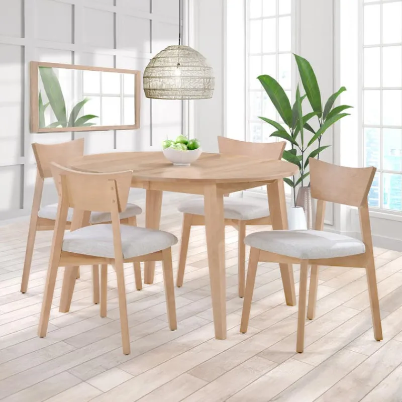Arboit Poitras Extendable Round Dining Table (48" to 66") with 4 Chairs -