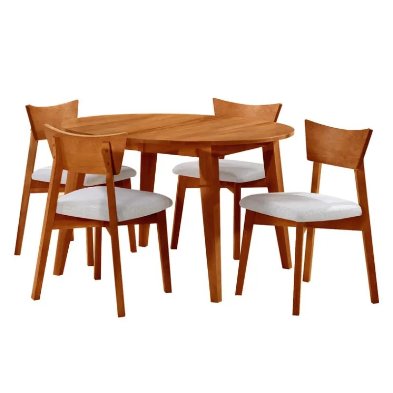 Arboit Poitras Extendable Round Dining Table (48" to 66") with 4 Chairs -
