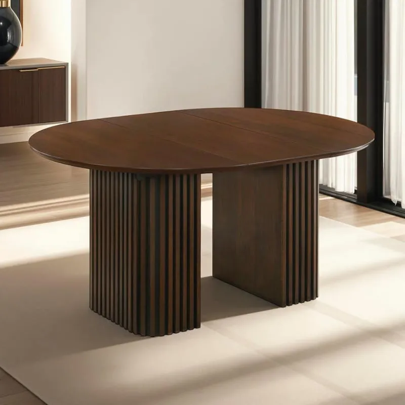 Extendable Round Pedestal Dining Table (48 to 83")