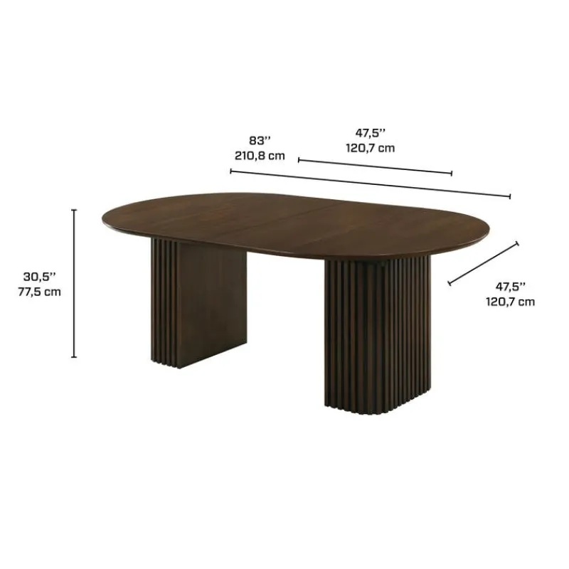 Extendable Round Pedestal Dining Table (48 to 83") with 4 Chairs