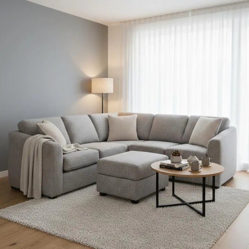 Sofa By Fancy Fabric Sectional with Matching Ottoman