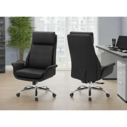 Monarch Faux Leather Ergonomic Office Chair - -