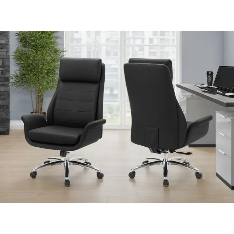 Monarch Faux Leather Ergonomic Office Chair - -