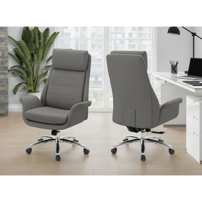 Monarch Faux Leather Ergonomic Office Chair - -