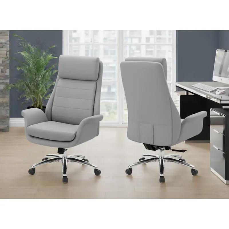 Monarch Faux Leather Ergonomic Office Chair - -