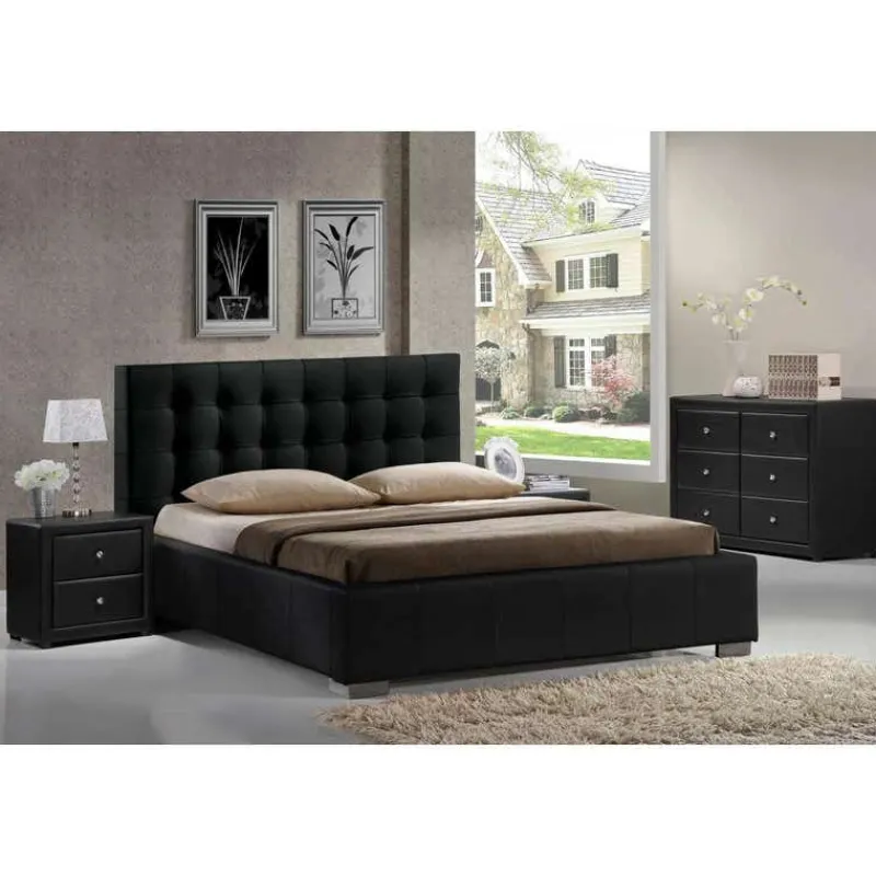 Faux Leather King Bed with Headboard (78'')