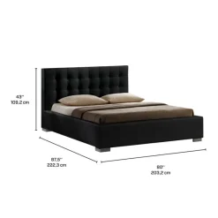 Faux Leather King Bed with Headboard (78'')