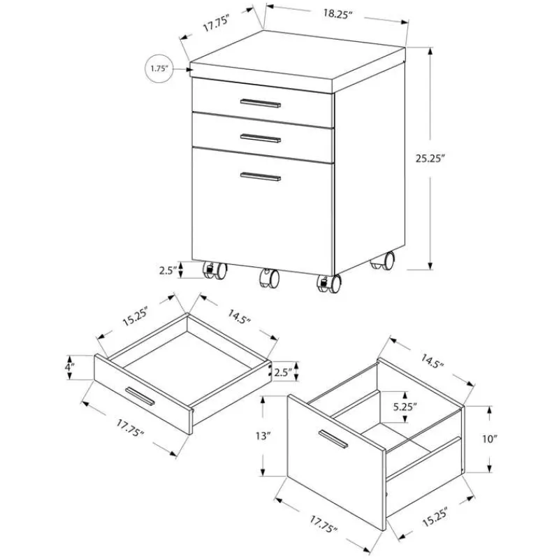 Monarch Filing cabinet - 3 drawer / on castors -
