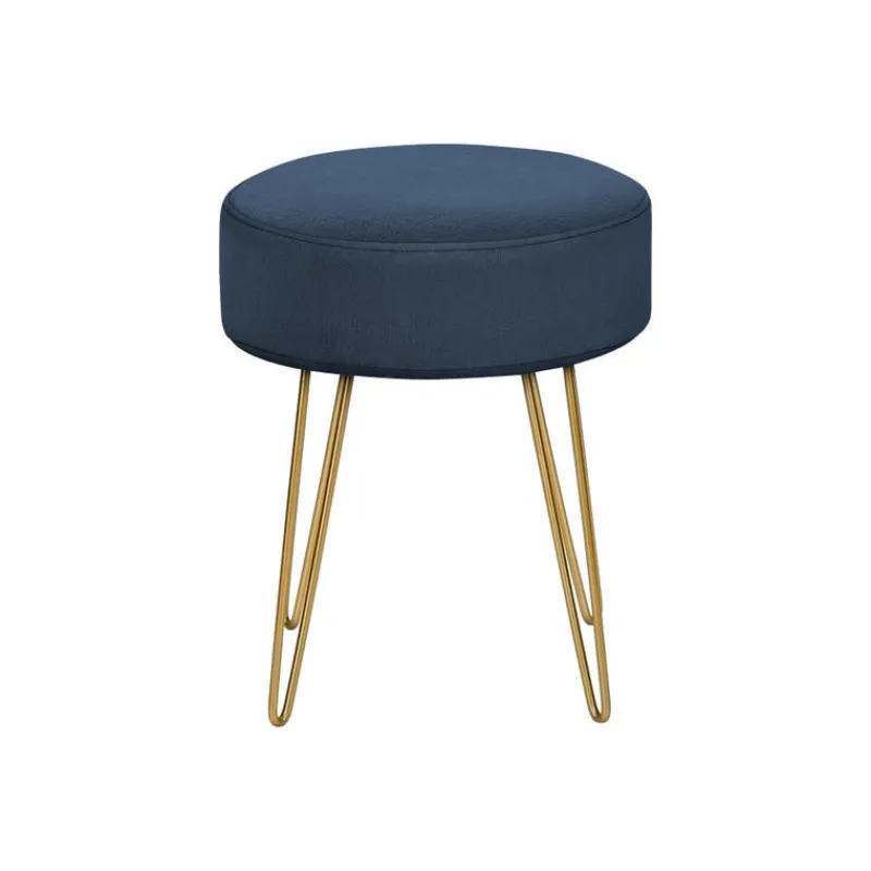 Monarch Footrest with Golden Hairpin-Style Legs - Navy