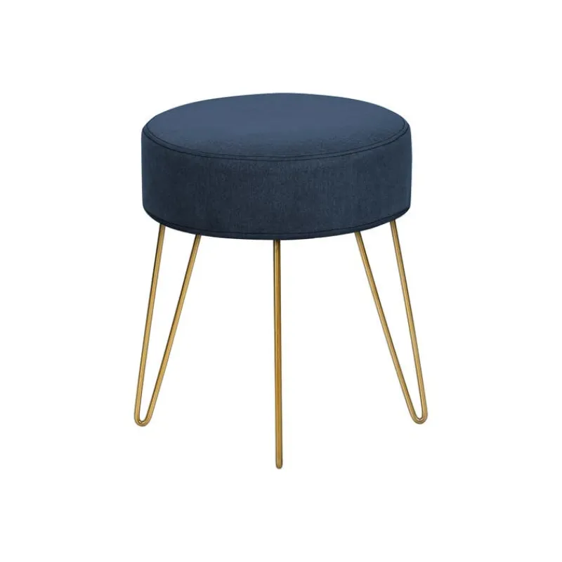 Monarch Footrest with Golden Hairpin-Style Legs - Navy