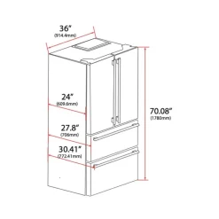 FORNO 19,2 Cu Ft 36 In Refrigerator Bottom Freezer, French door - FFRBI1820-36
