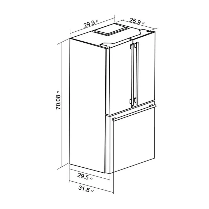 FORNO 17,5 Cu Ft 30 In Refrigerator Bottom Freezer, French door - FFFFD1974-31