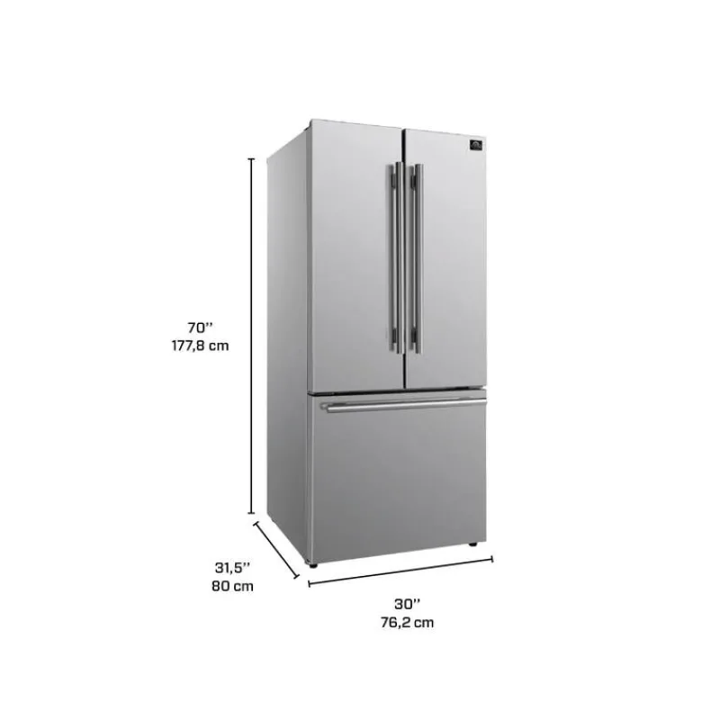 FORNO 17,5 Cu Ft 30 In Refrigerator Bottom Freezer, French door - FFFFD1974-31