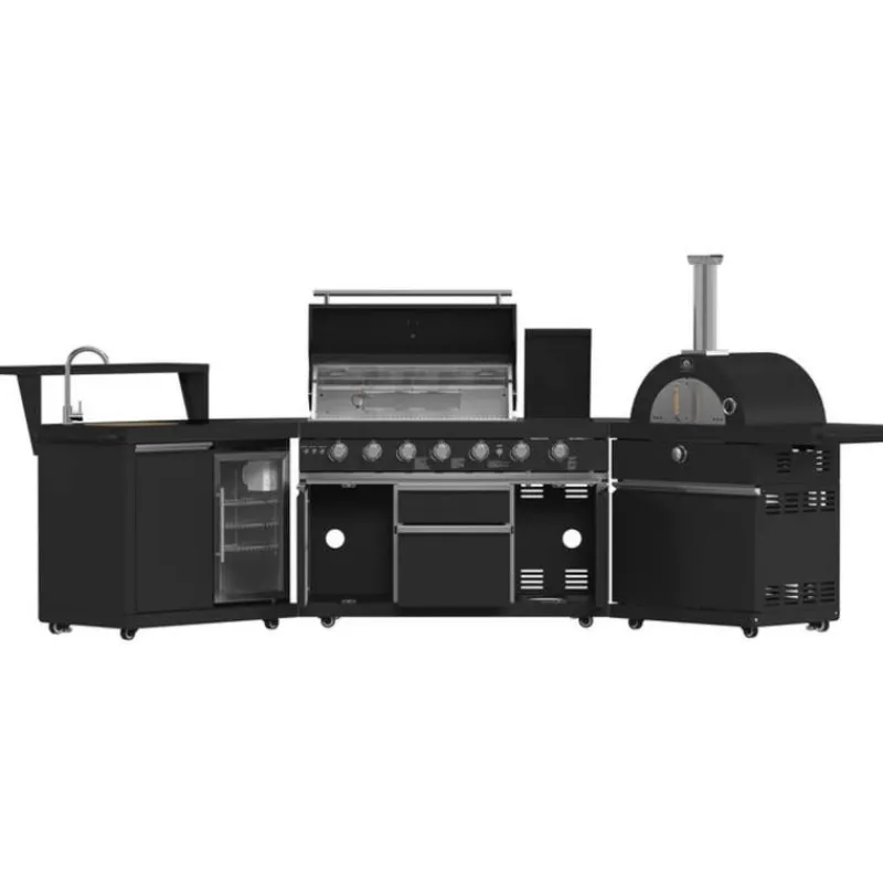 FORNO All'Aperto Outdoor Kitchen with BBQ, Pizza Oven, Sink and Bar – 87,600 BTU