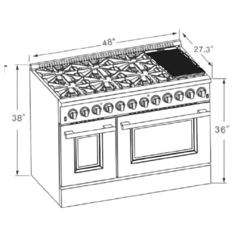 FORNO Dual Fuel Range 48" Electric Gas - FFSGS6156-48