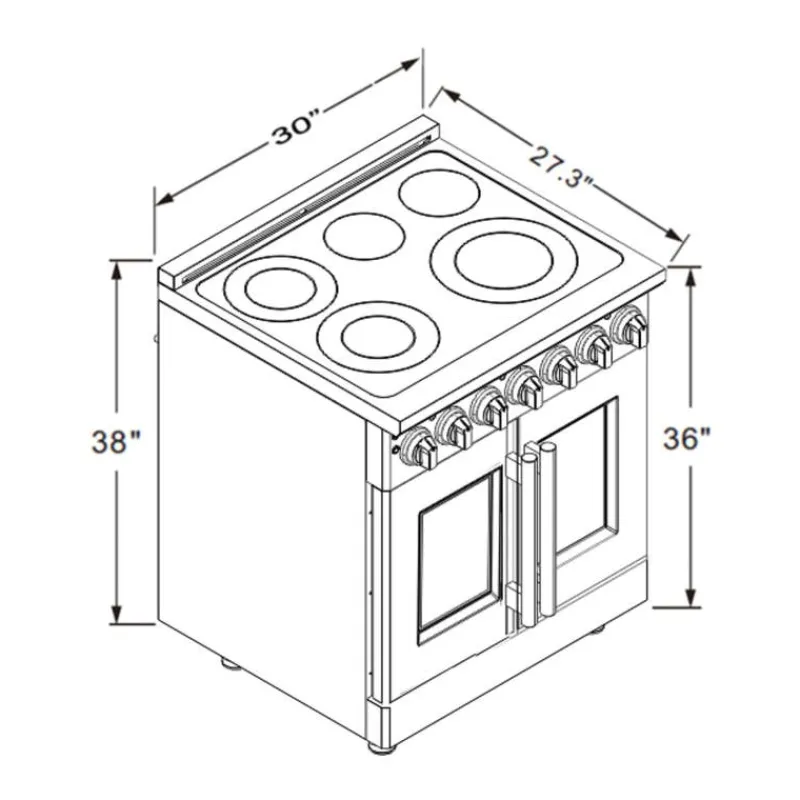 FORNO Freestanding Electric Range with French Doors 30" Electric Glass-Ceramic - FFSEL6955-30