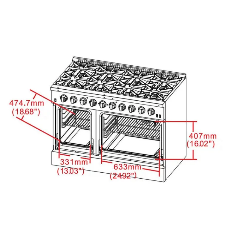 FORNO Gas Range 48" Electric Gas - FFSGS6244-48