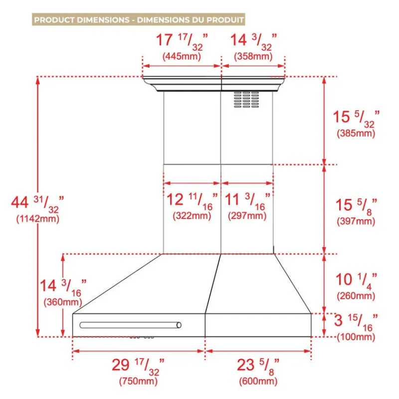 FORNO 30-inch Wall-Mounted Range Hood Wall Mount 30" , 600 CFM - FRHWM5095-30
