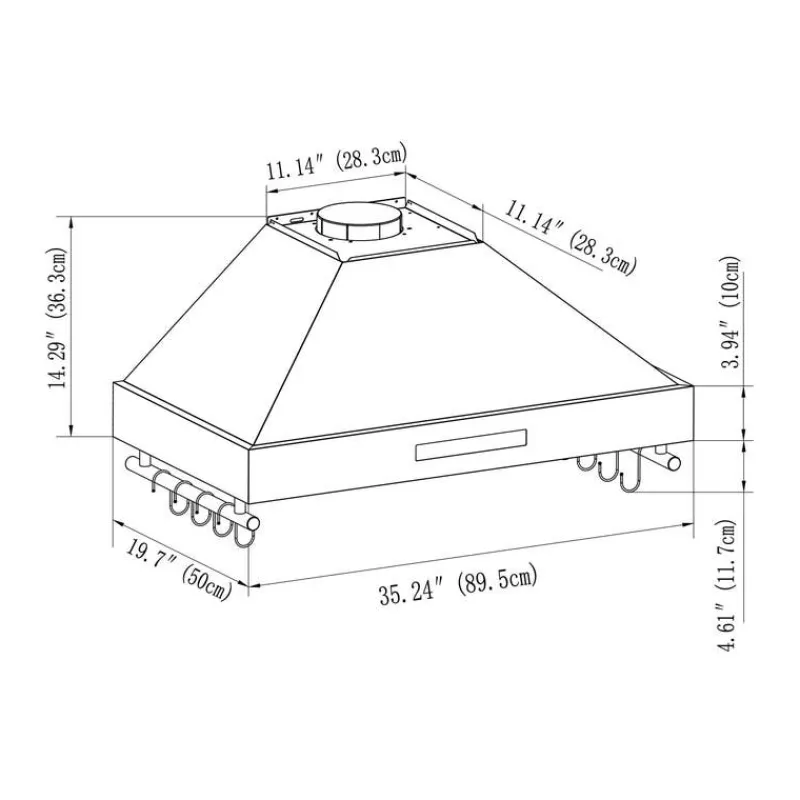 FORNO Wall-Mounted Range Hood Wall Mount 35.2" , 375 CFM - FRHWM5503-36