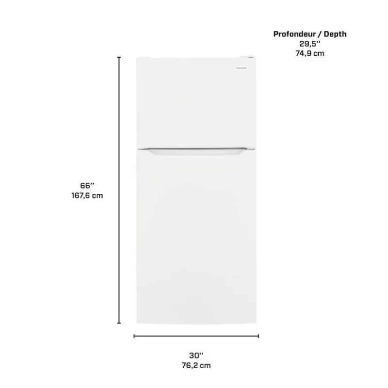 Frigidaire 18 Cu Ft 30 In Refrigerator Top Freezer - FRTE1835AW