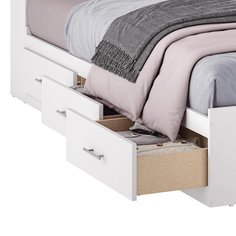 SUA-V Full Bed with 6-Drawer Storage Headboard and Nightstand (54")