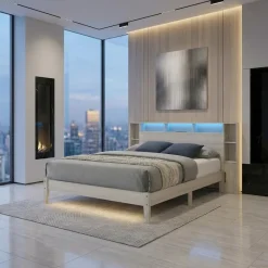 Full Bed with LED, Wireless Charger, USB and Storage - 54"