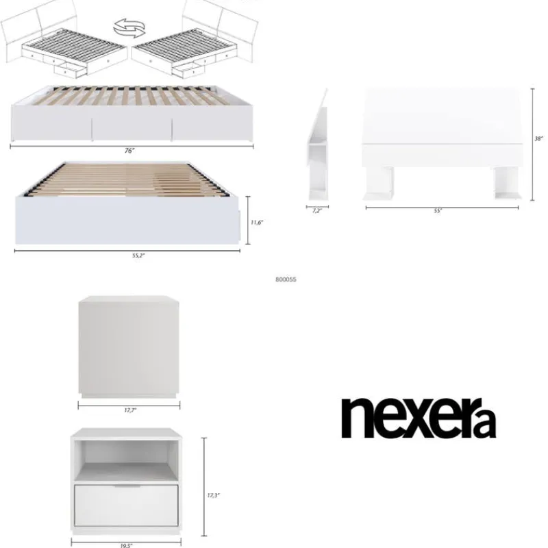 Nexera Full Bedroom Set with Storage (54") - 3pcs -