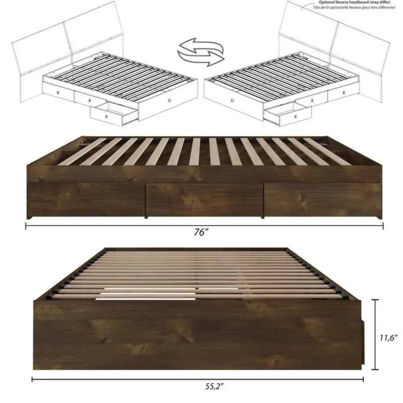 Nexera Full 3-Drawer Storage Bed (54") -