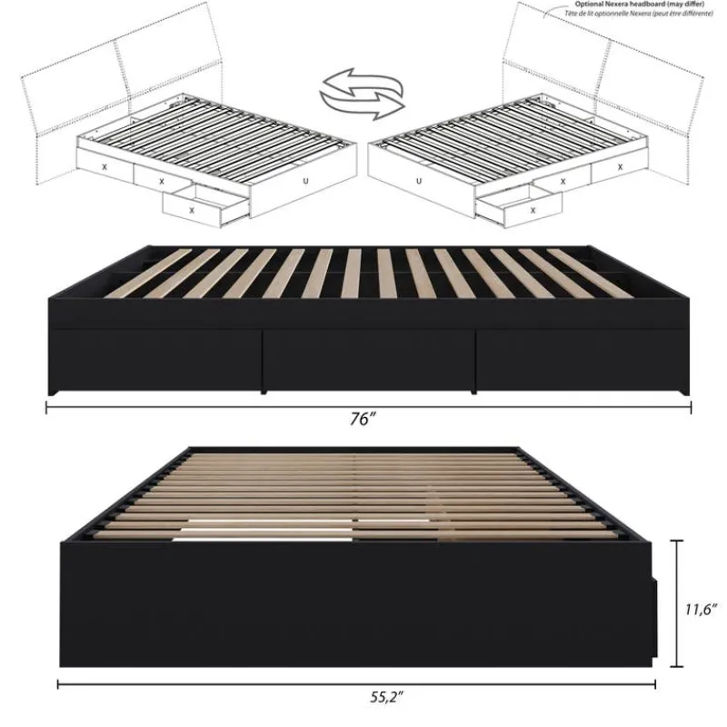 Nexera Full 3-Drawer Storage Bed (54") -