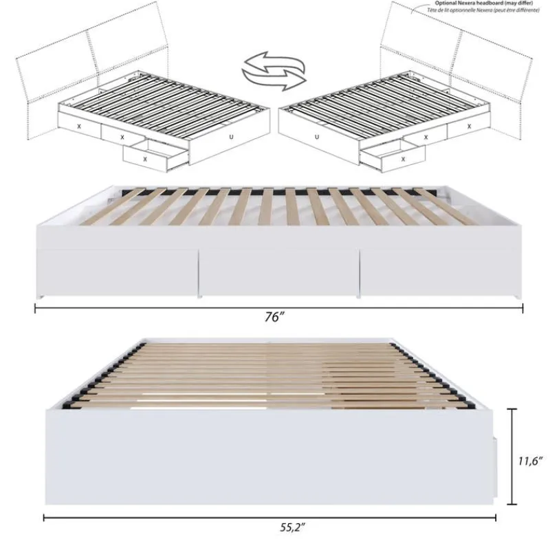 Nexera Full 3-Drawer Storage Bed (54") -