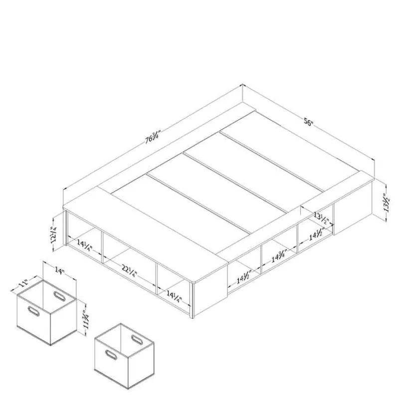 Meubles South Shore Full Storage Bed with Baskets (54") - South Shore
