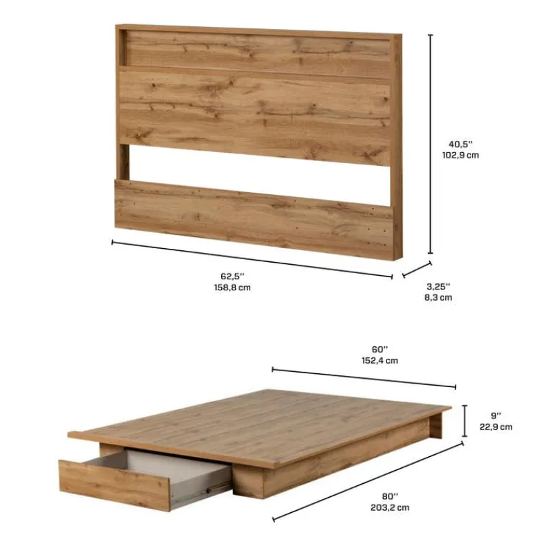 Meubles South Shore Full/Queen Bed with 1-Drawer Storage and Headboard (54"/60") - South Shore