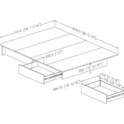Meubles South Shore Full/Queen Platform Bed (54"/60'') - South Shore