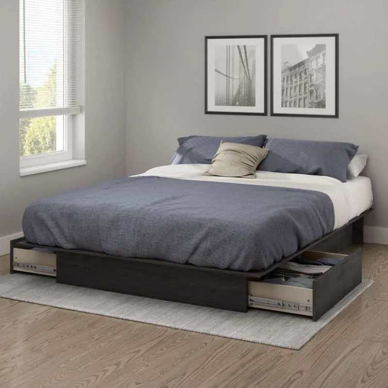 Meubles South Shore Full/Queen Platform Bed with 2-Drawer Storage (54/60'') - South Shore