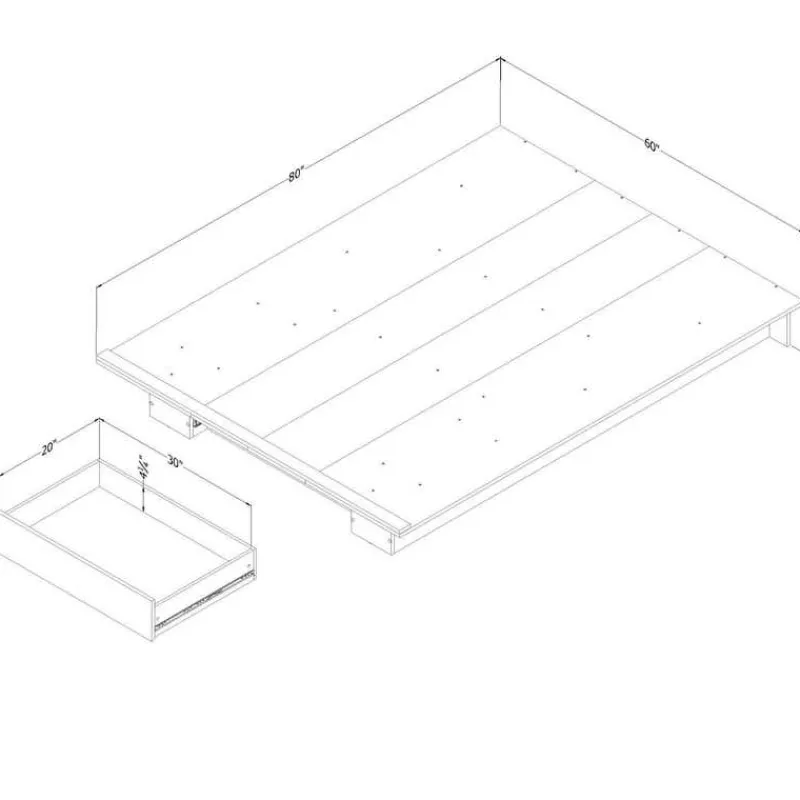 Meubles South Shore Full/Queen Platform Bed with 1-Drawer Storage (54"/60") - South Shore